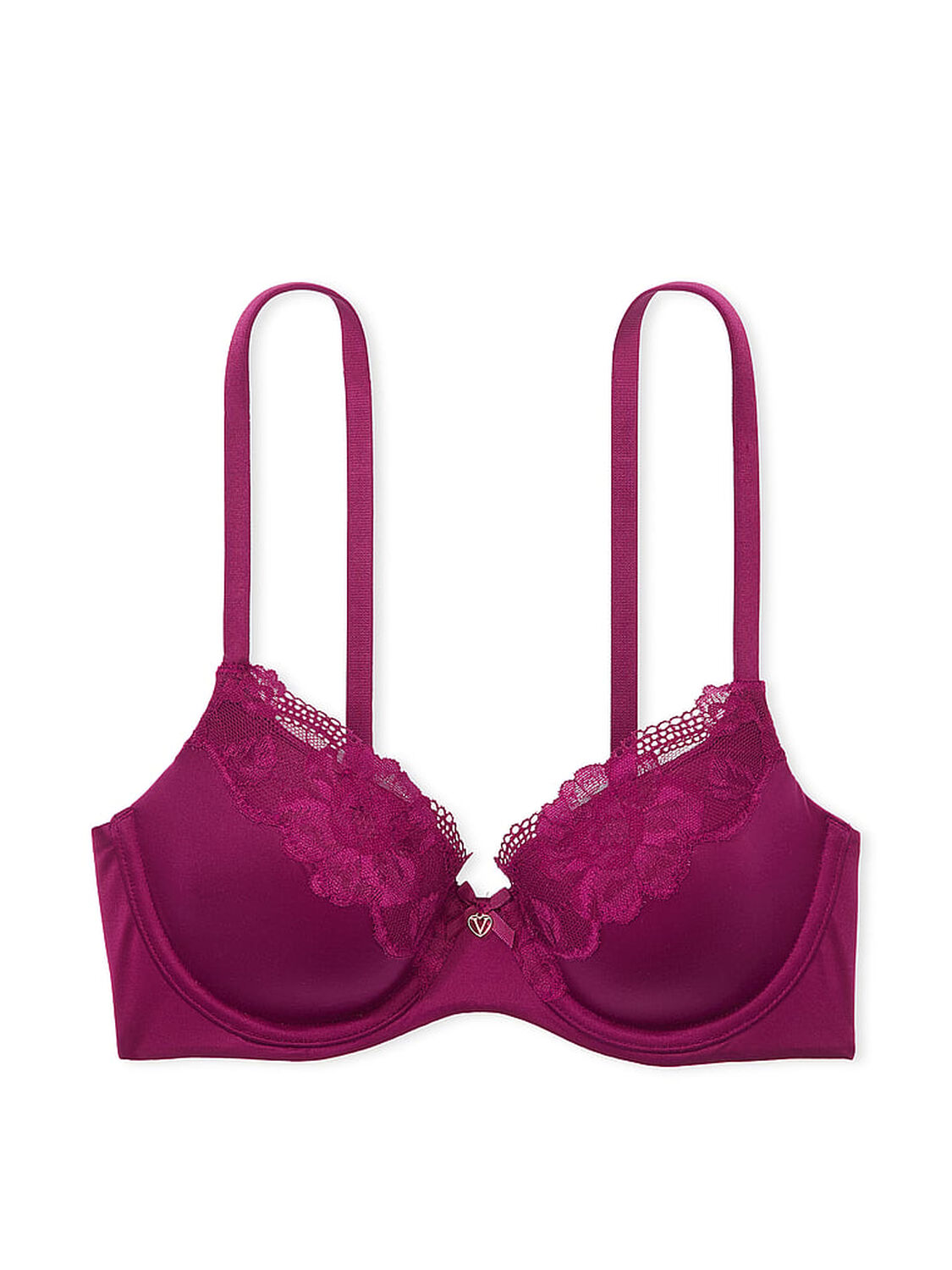 vs Body By Victoria Lightly Lined Lace-Trim Demi Bra Plum Rouge 3 of 3 