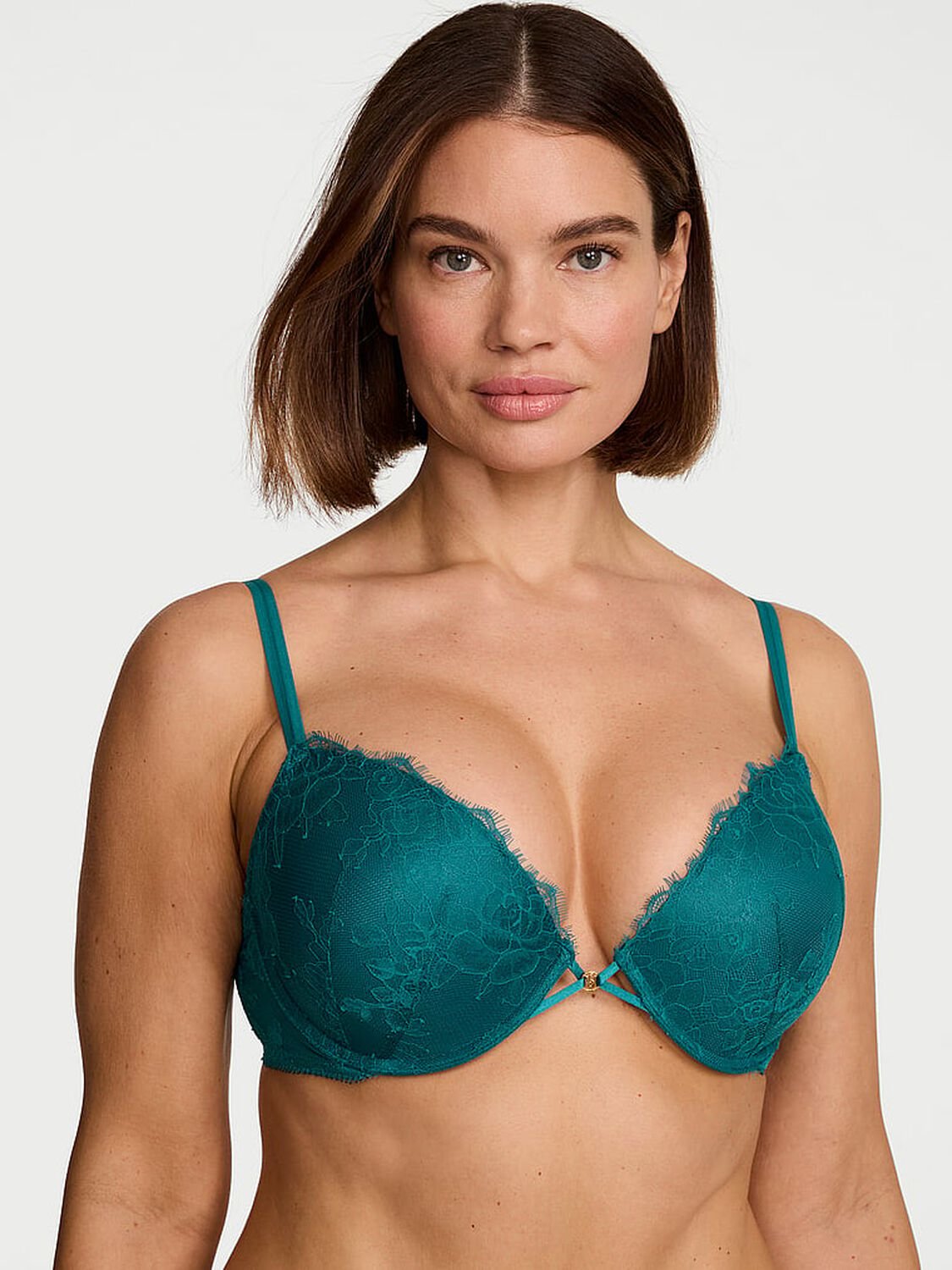 vs Very Sexy Rose Lace Push-Up Bra True Teal 1 of 4 