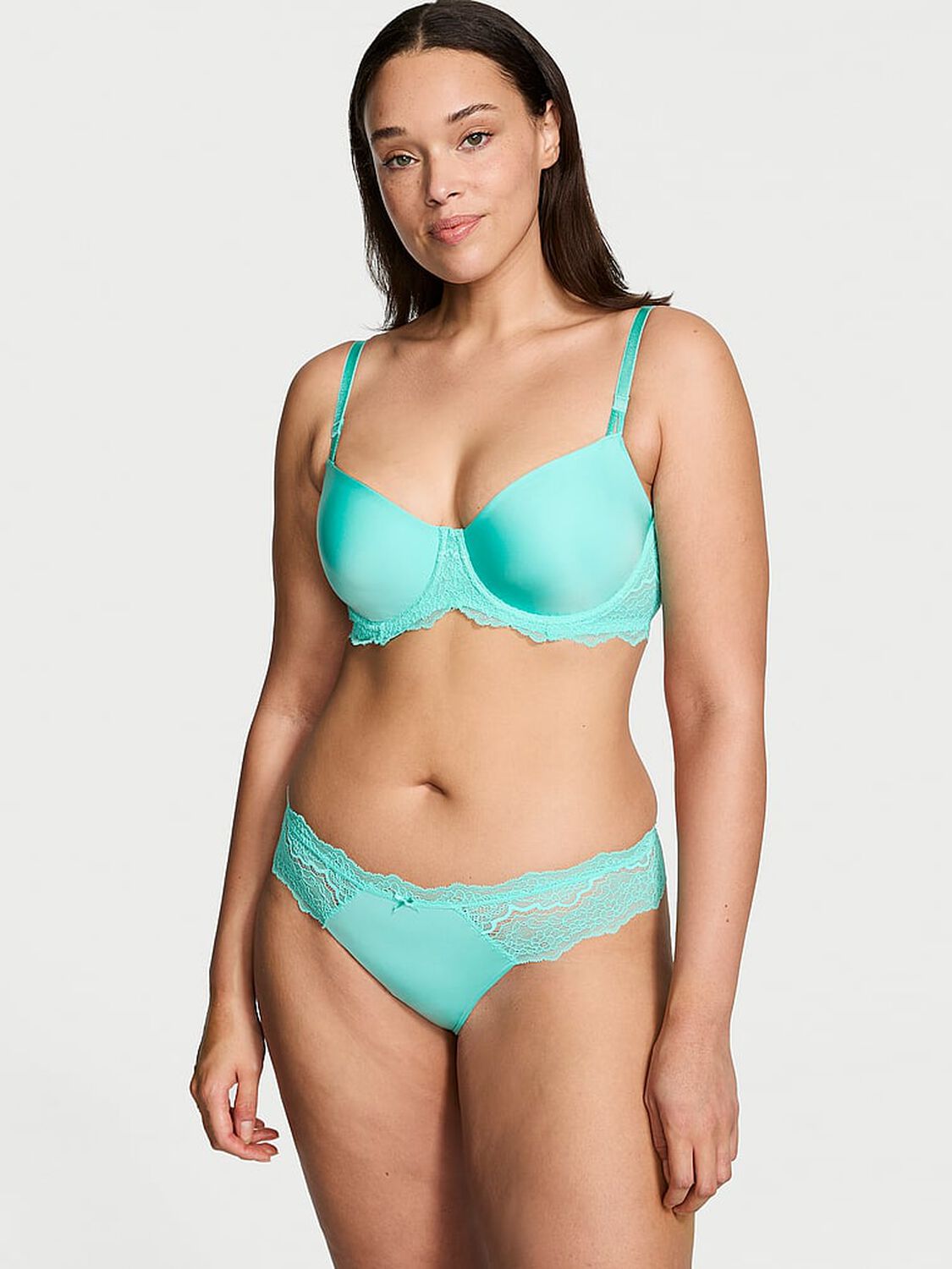 vs Dream Angels Lace-Trim Thong Panty Aquarius Blue 4 of 4 