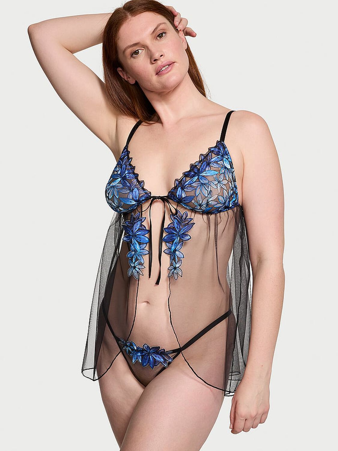 vs Very Sexy Ziggy Glam Floral Embroidery Flyaway Babydoll Set 1 of 3 