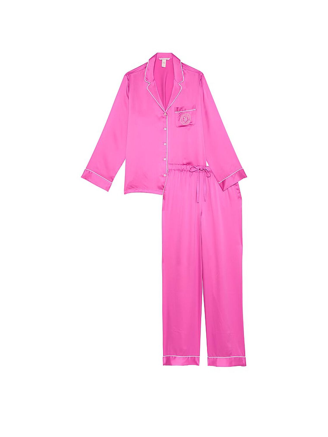 vs Victoria's Secret Glazed Satin Long Pajama Set New Peony 3 of 3 