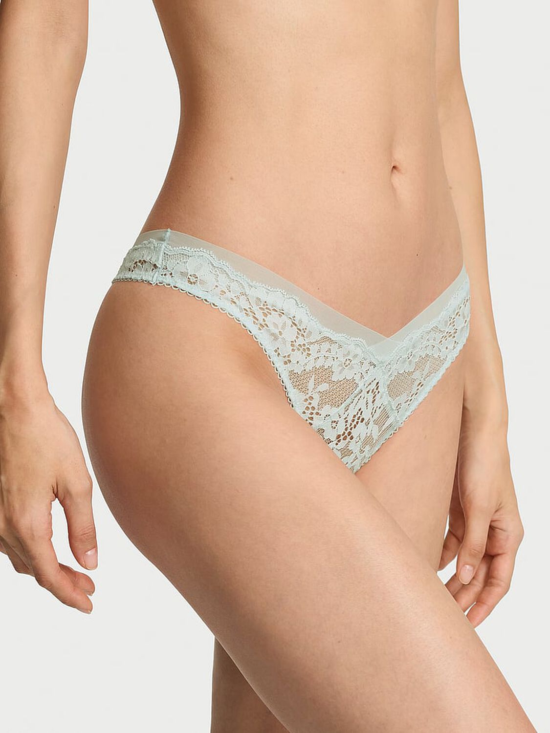 vs Dream Angels Lace & Mesh Thong Panty Bliss 1 of 2 