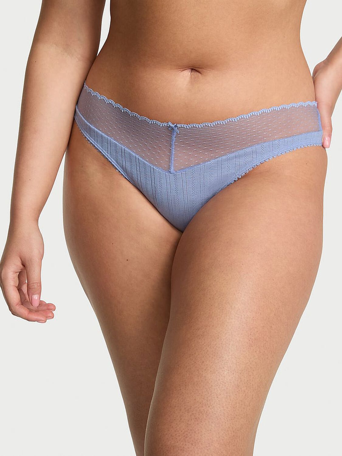 vs Victoria's Secret Lace Pointelle Bikini Panty Light Lavender 2 of 2 