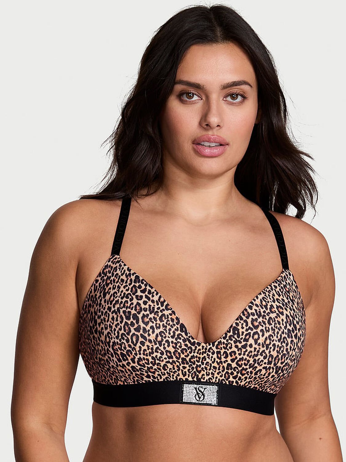 vs The T-Shirt Shine Patch Lightly Lined Wireless Bra Leopard 1 of 3 