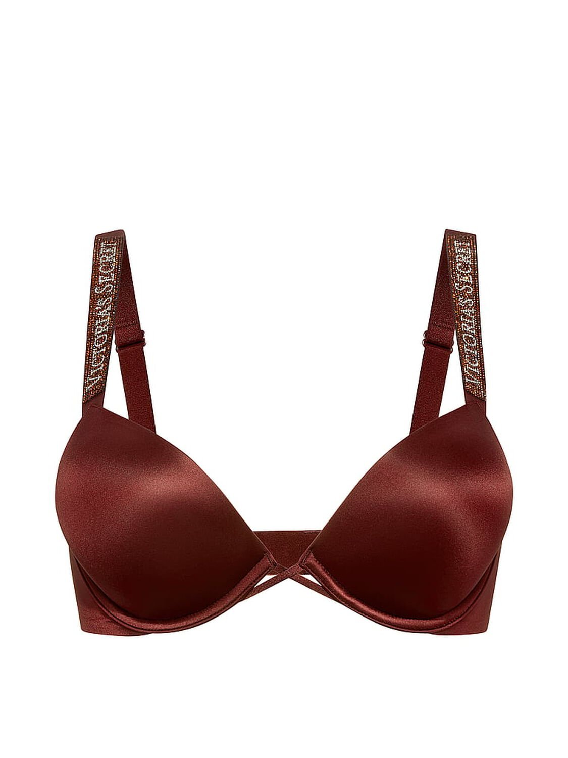 vs Very Sexy Bombshell Logo Shine Strap Add-2-Cups Push-Up Bra Dark Chili 3 of 3 