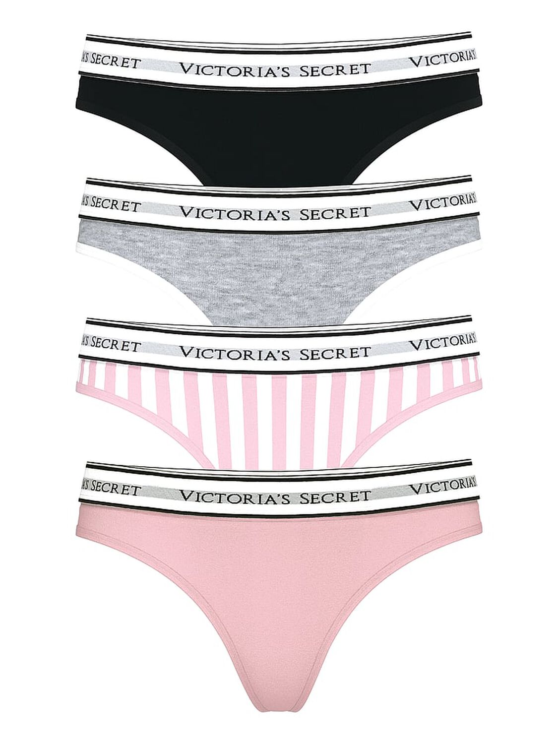 vs Victoria's Secret 5-Pack Logo Cotton Thong Panties Black 1 of 1 