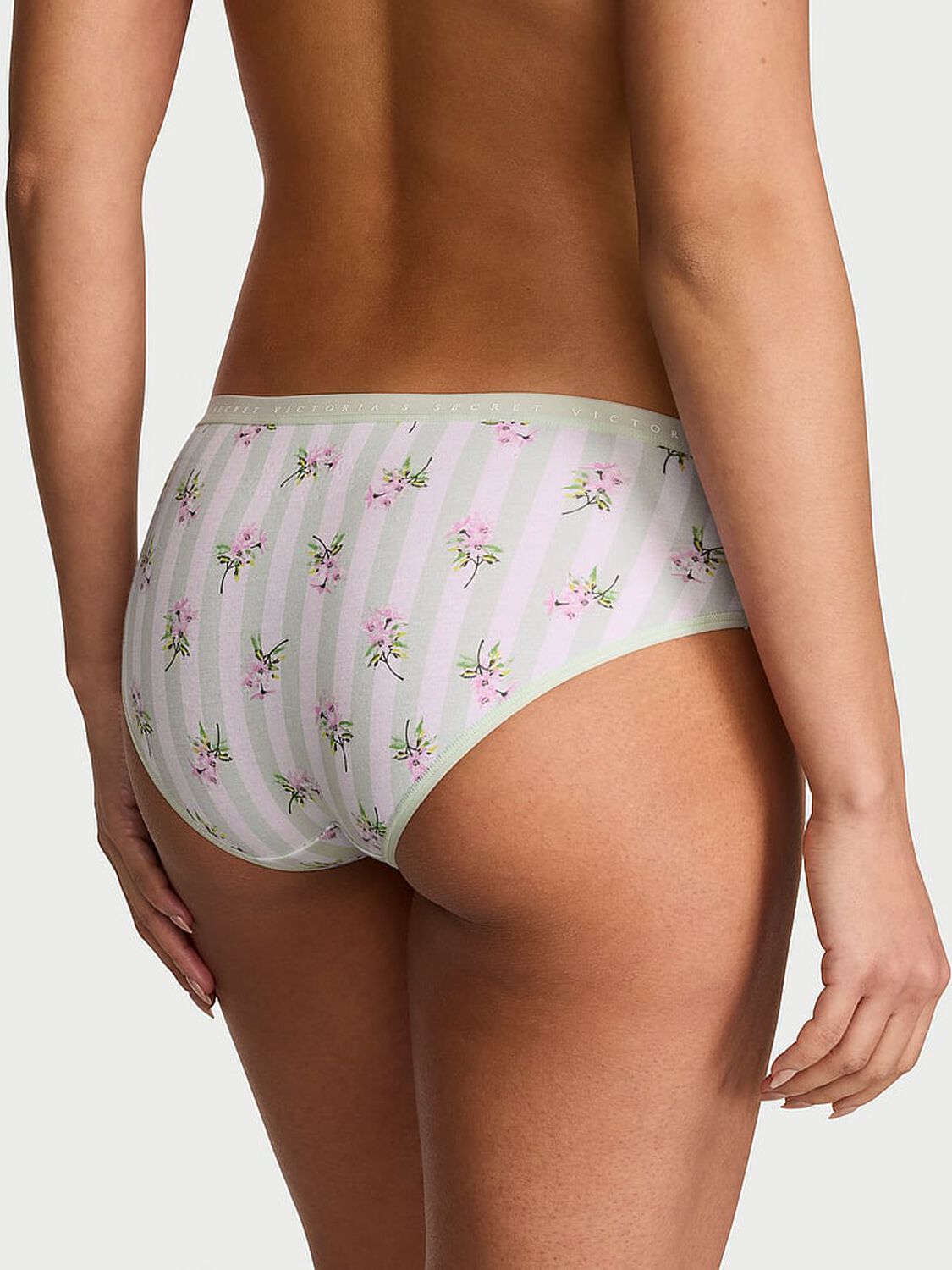 vs Victoria's Secret Stretch Cotton Hiphugger Panty Mint Stripe Floral 2 of 3 