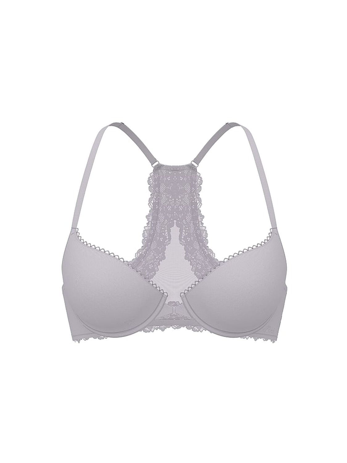 vs Body By Victoria Lightly Lined Lace Racerback Demi Bra Crystal Lilac 3 of 4 
