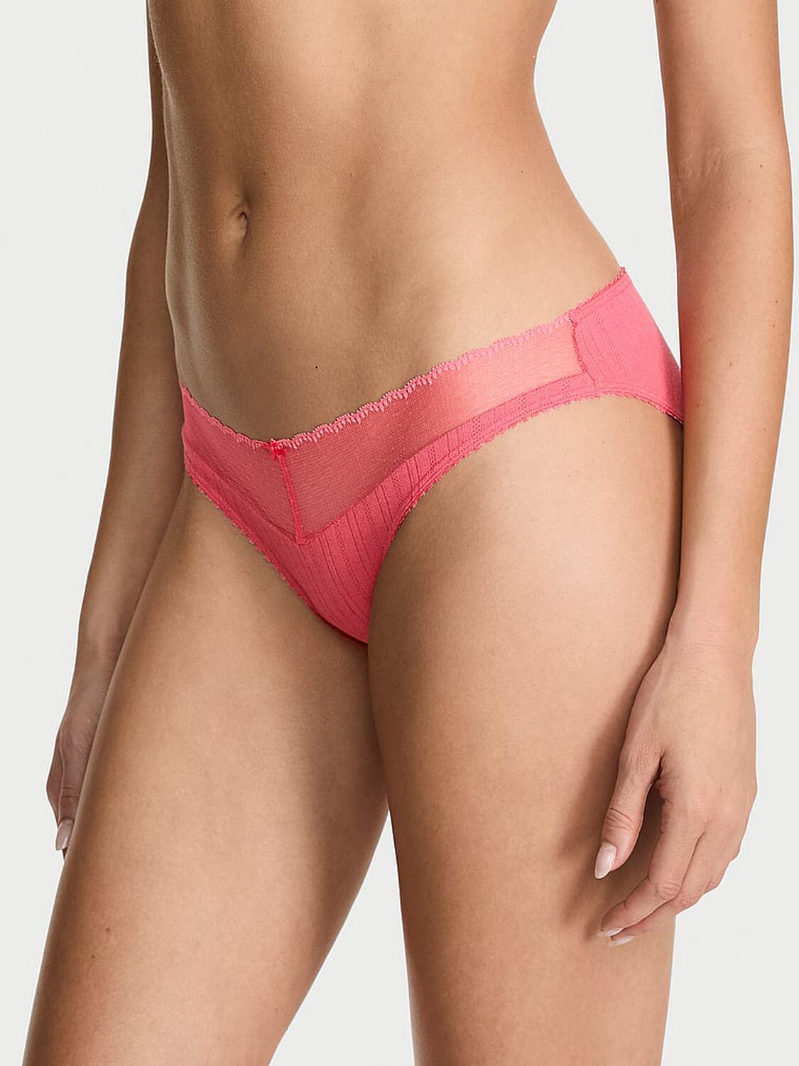 vs Victoria's Secret Stretch Pointelle Bikini Panty Poppy 1 of 3 