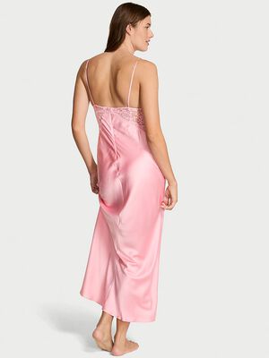 Twinkle Satin & Lace Long Slip Dress
