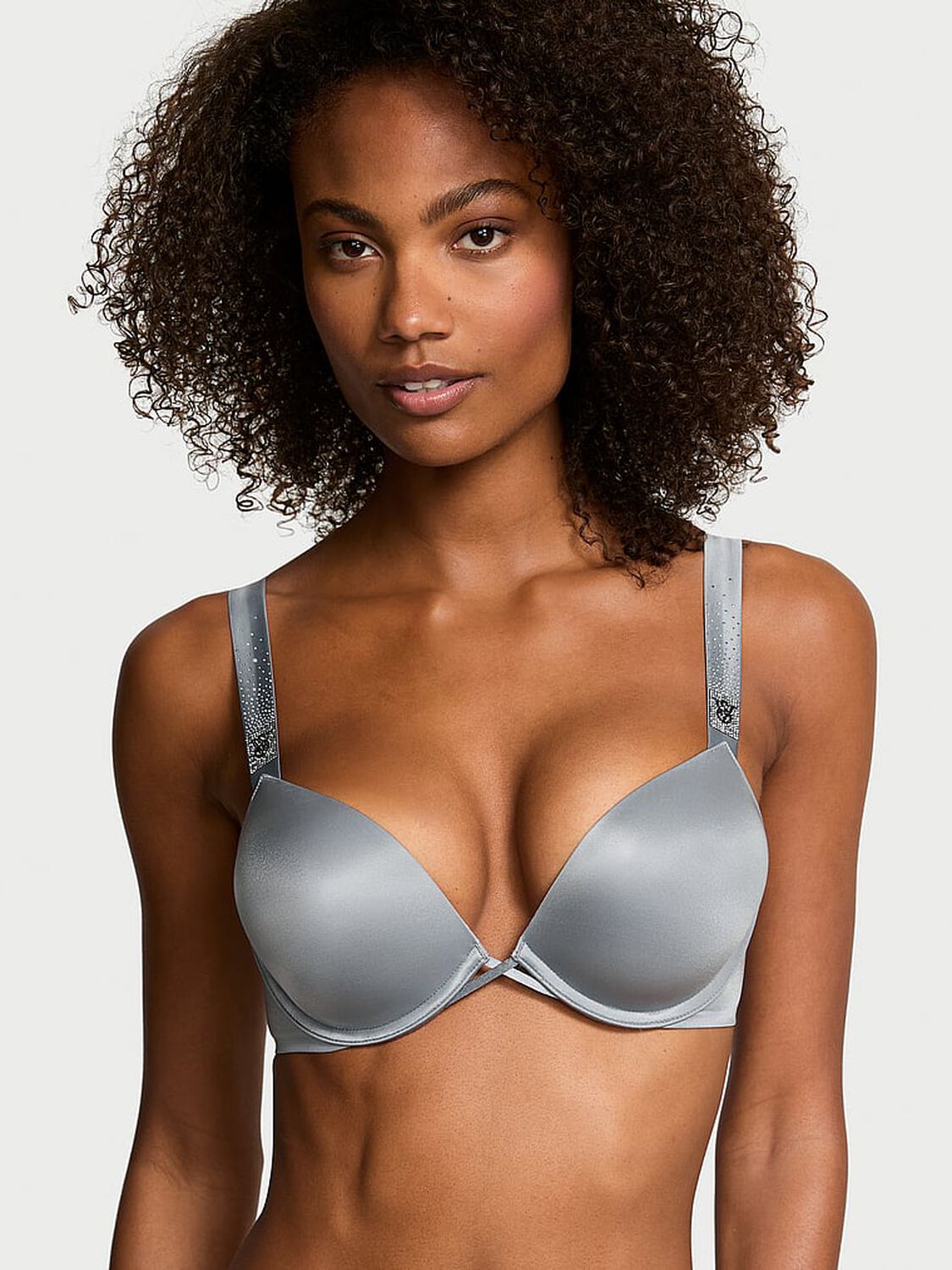 vs Very Sexy Bombshell Add-2-Cups Scattered Shine Strap Push-Up Bra Asteroid Grey 1 of 4 