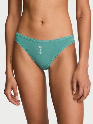 Cotton Lace-Waist Thong