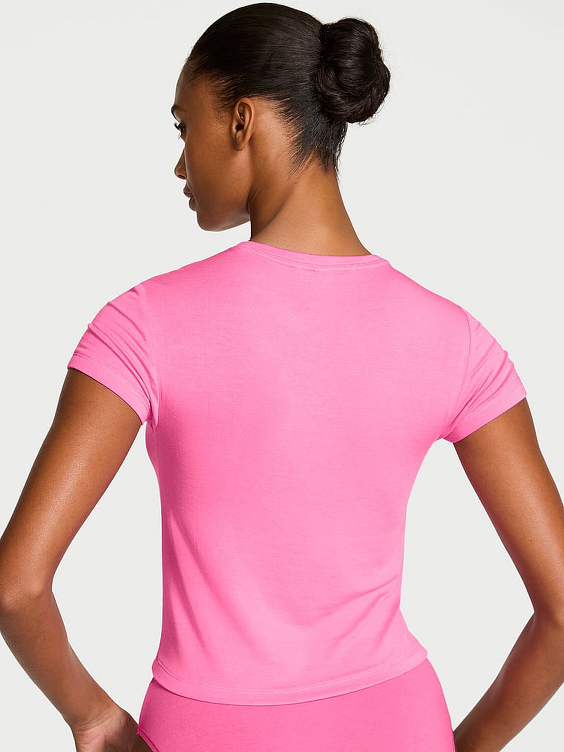 vs Victoria's Secret Ribbed Modal Fitted Tee Hollywood Pink 2 of 2 