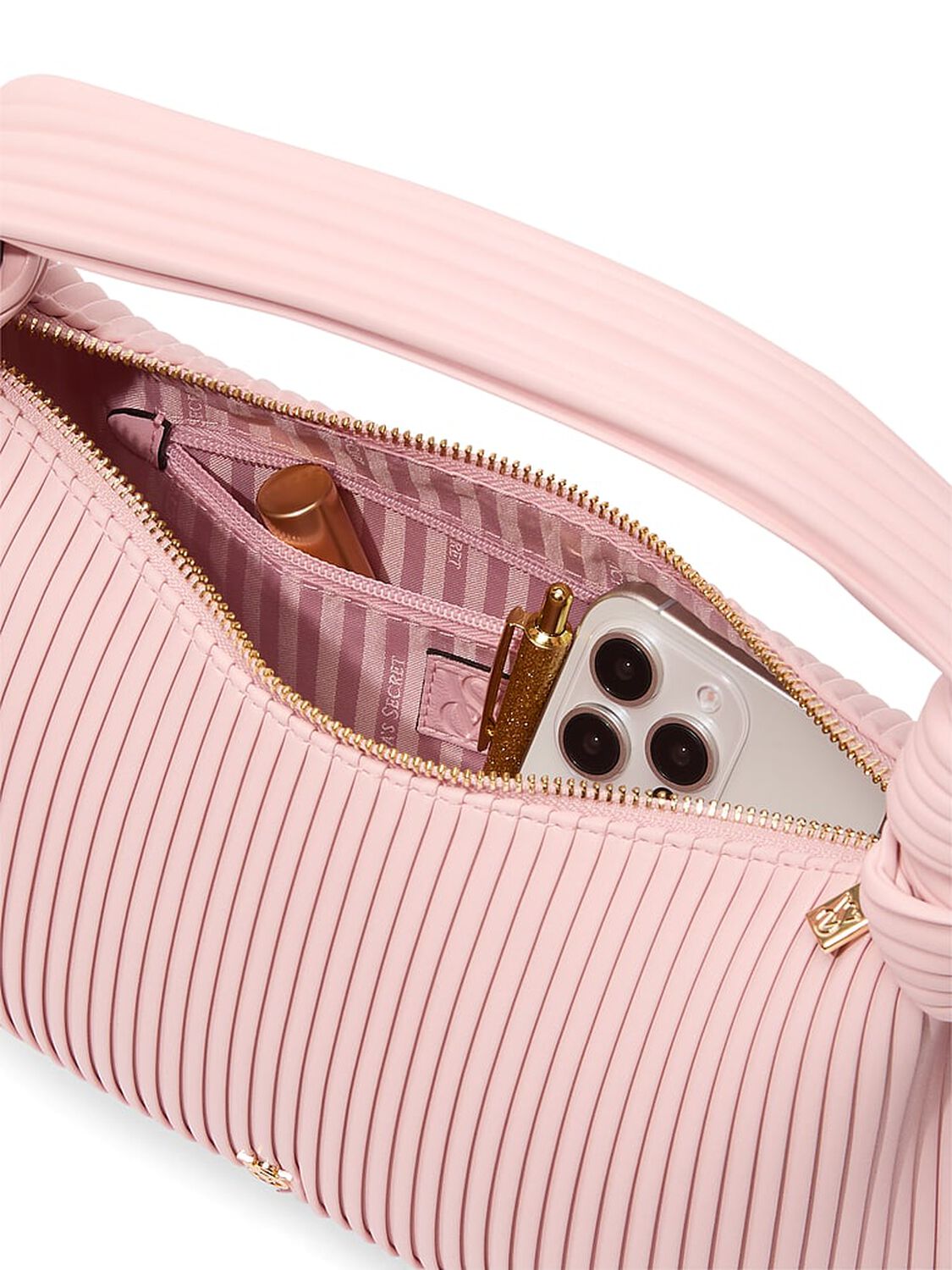 vs Victoria's Secret Knotted Top Handle Bag Chalk Rose 3 of 4 