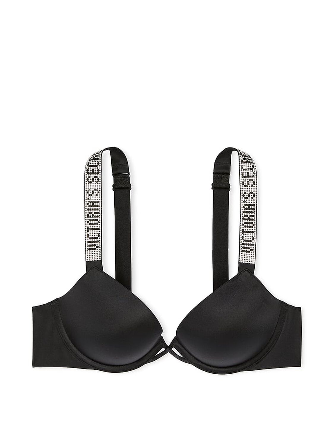 vs Very Sexy Logo Shine Strap Push-Up Bra Black 3 of 3 