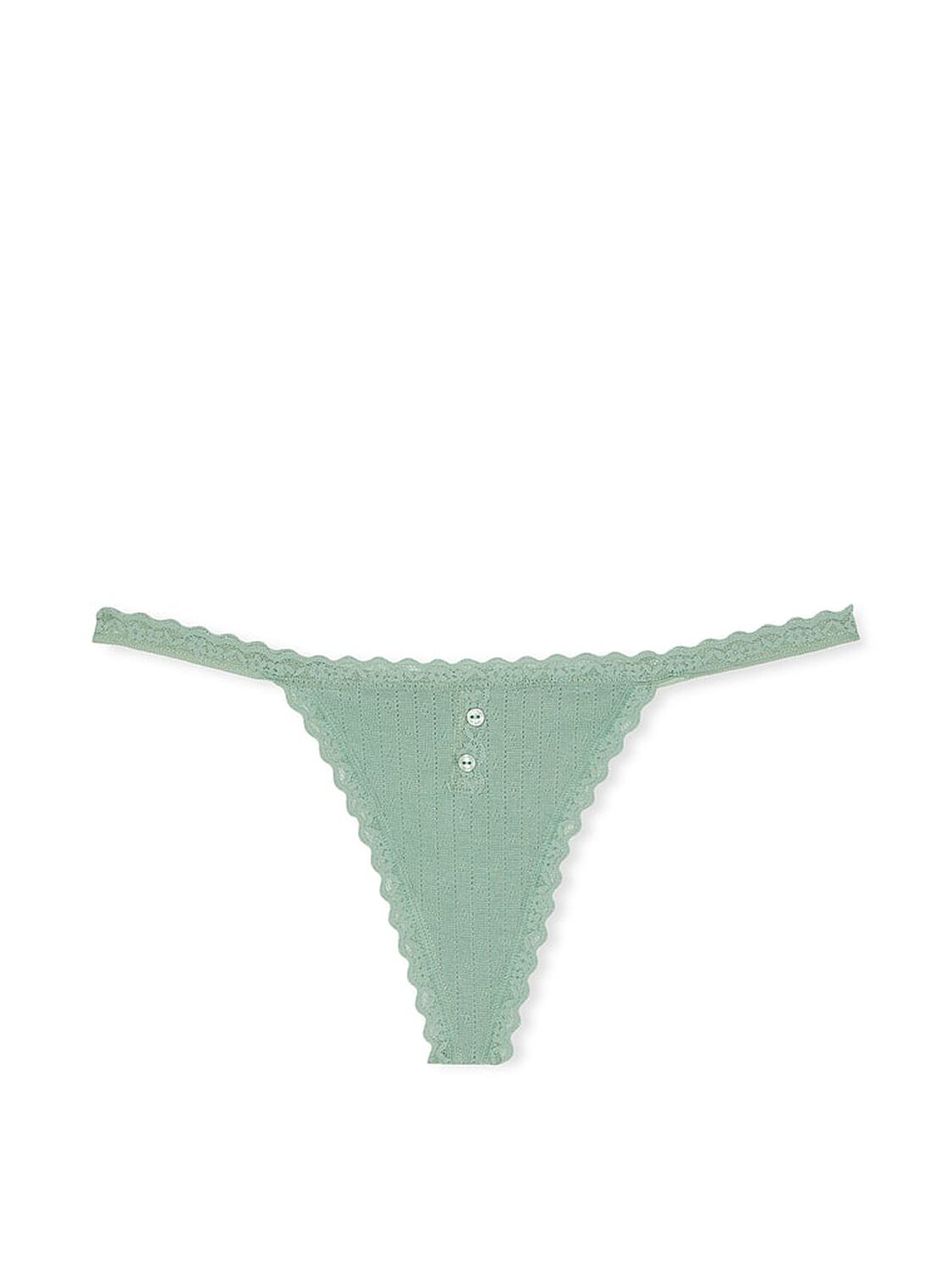 vs The Lacie Cotton Pointelle Lace-Trim V-String Panty Seasalt Green 3 of 3 