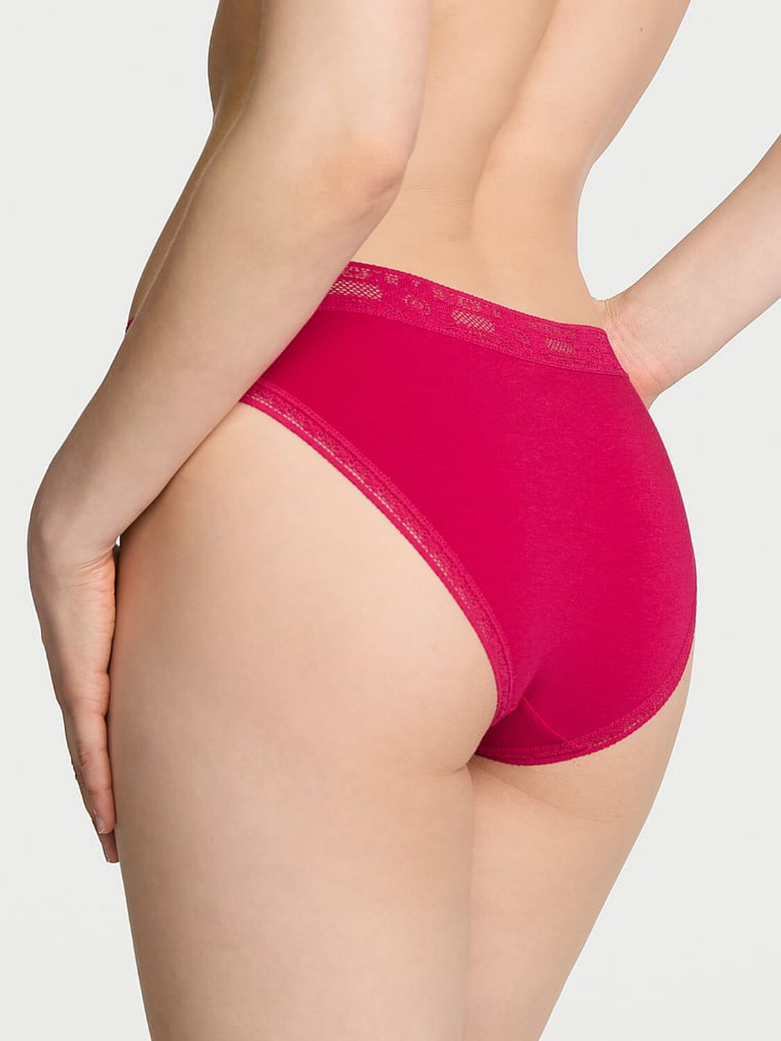vs Lace Trim Cotton Lace-Trim Bikini Panty Vibrant Fuchsia 2 of 3 