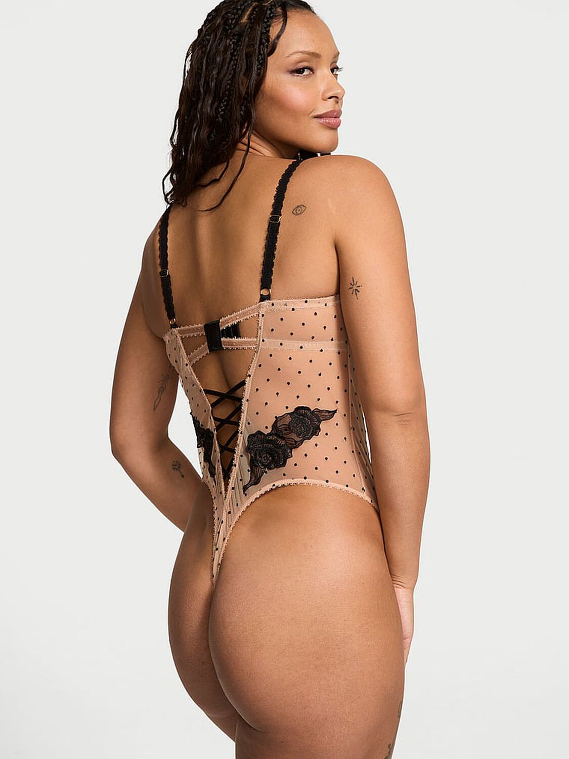 vs Very Sexy Sheer Rose Dot Unlined Balconette Teddy 2 of 4 
