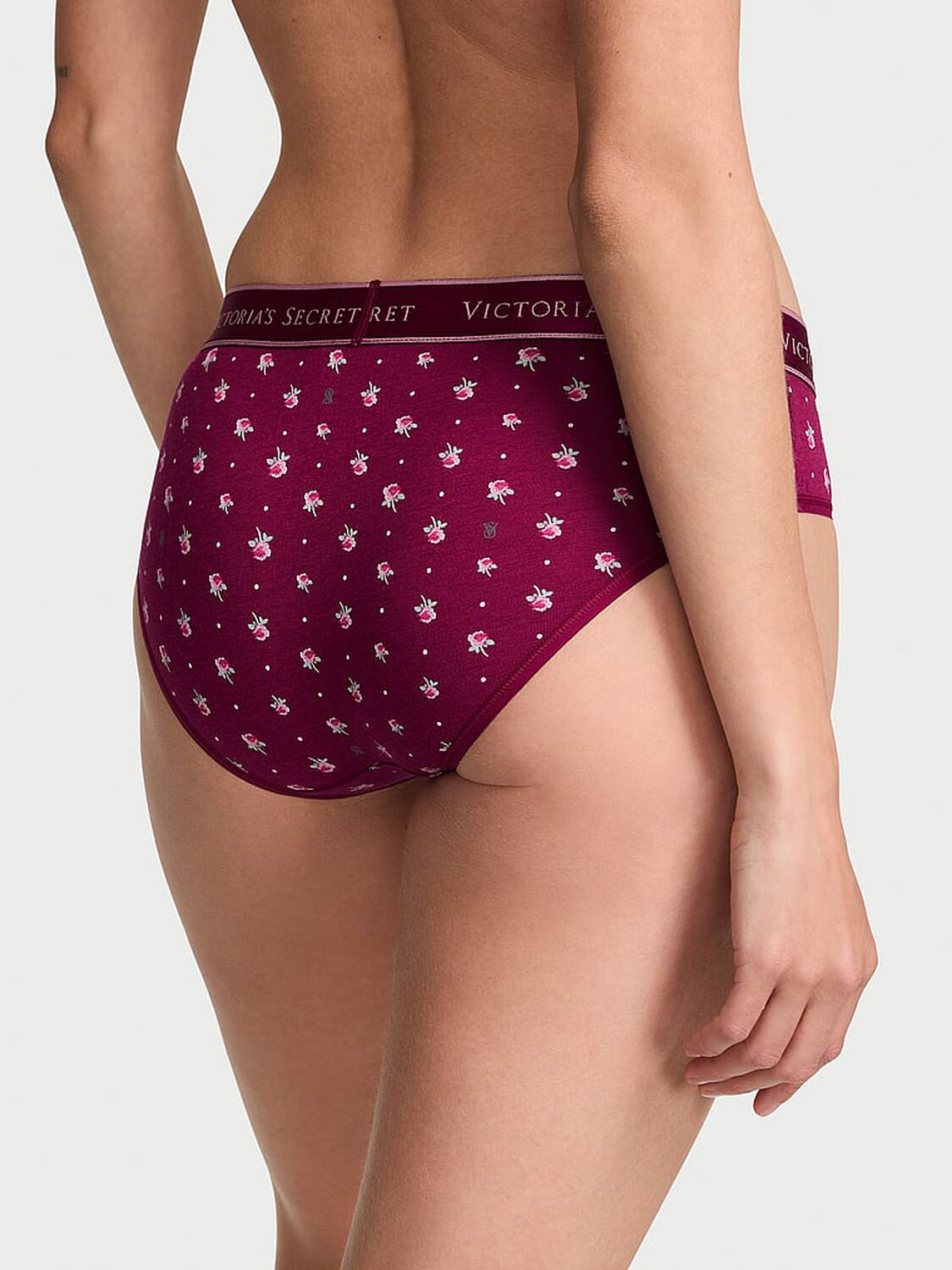 vs Cotton Logo Cotton Hiphugger Panty Vs Wine Dot Floral 2 of 3 