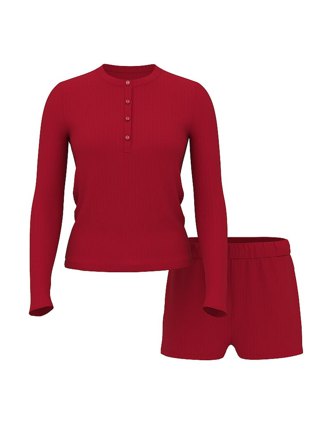 vs Victoria's Secret Modal Wide-Rib Long-Sleeve Short Lounge Set Red Lacquer 3 of 3 