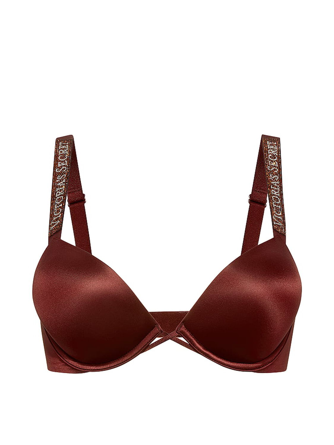 vs Very Sexy Bombshell Logo Shine Strap Add-2-Cups Push-Up Bra Dark Chili 3 of 3 