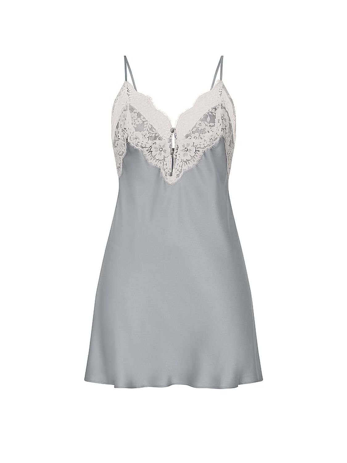 vs Dream Angels Satin Lace-Trim Short Slip Dress Sterling 3 of 3 