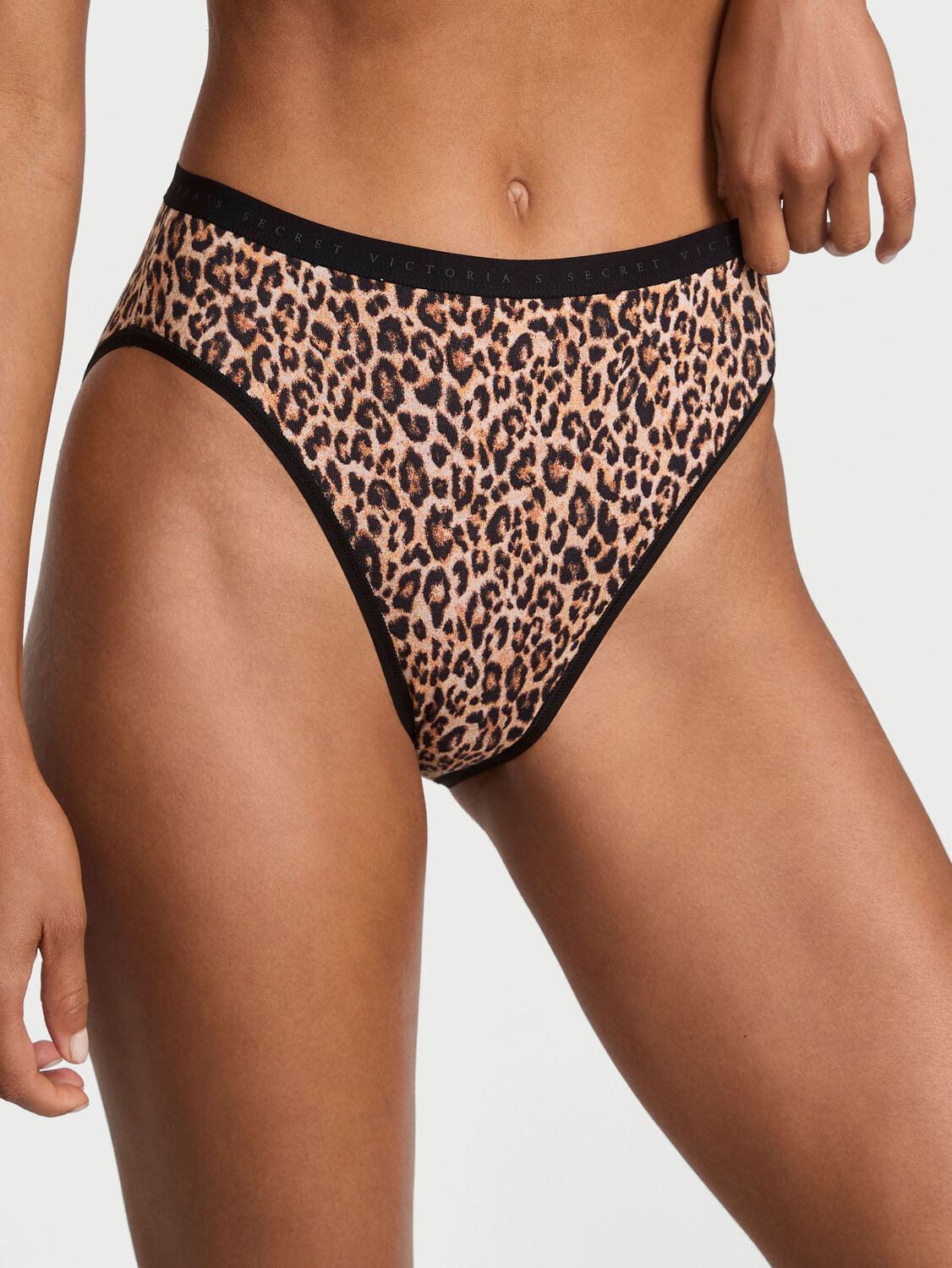 vs Victoria's Secret Stretch Cotton High-Leg Brief Panty Natural Leopard 1 of 3 