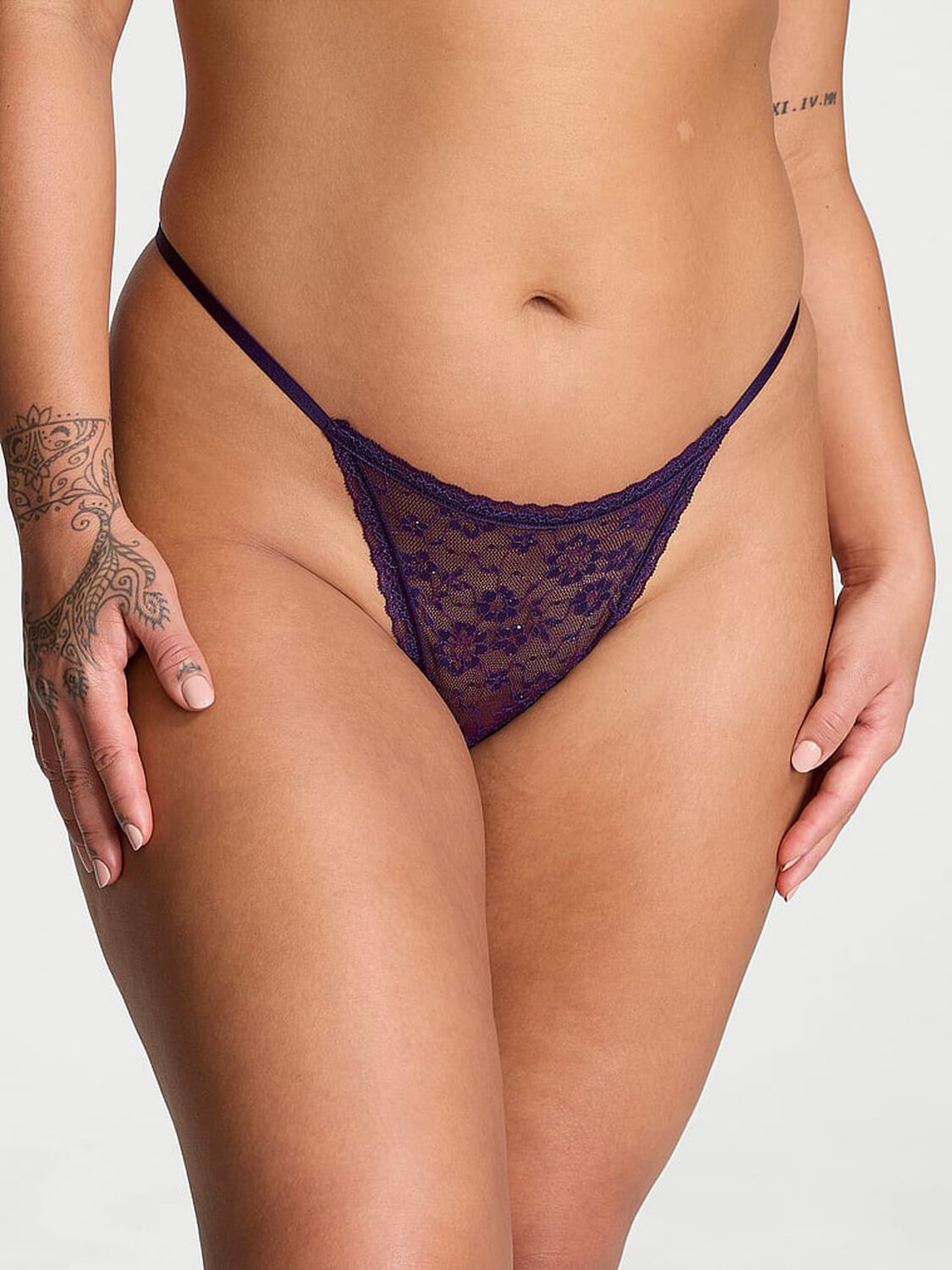 vs The Lacie Sequin Posey Lace String Thong Panty 1 of 3 