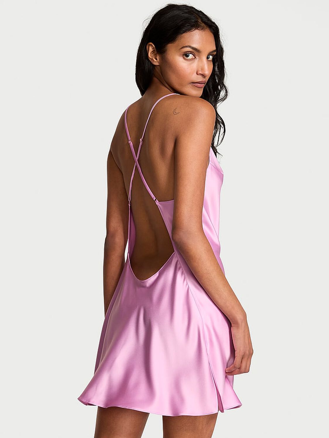 vs Victoria's Secret Satin Open-Back Slip Dress Bikini Pink 2 of 3 