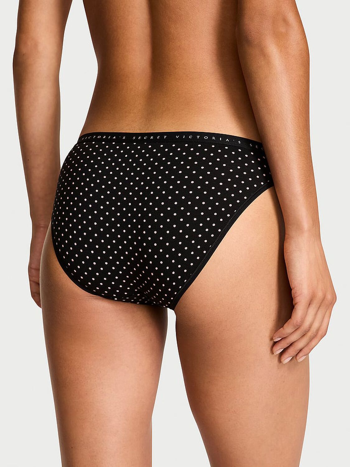 vs Victoria's Secret Stretch Cotton Bikini Panty Black Dot 2 of 3 