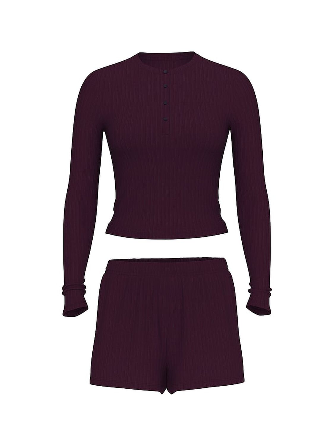 vs Victoria's Secret Modal Wide-Rib Long-Sleeve Short Lounge Set Winter Wine 3 of 3 