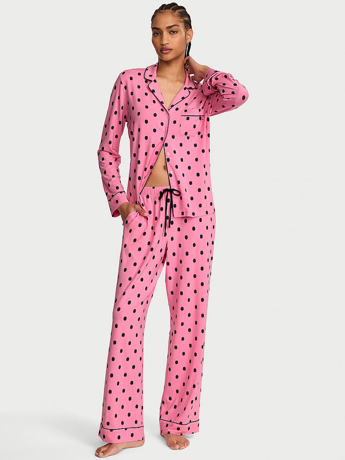 vs Victoria's Secret SoSoft&trade; Modal Long Pajama Set Pink Dot 1 of 3 