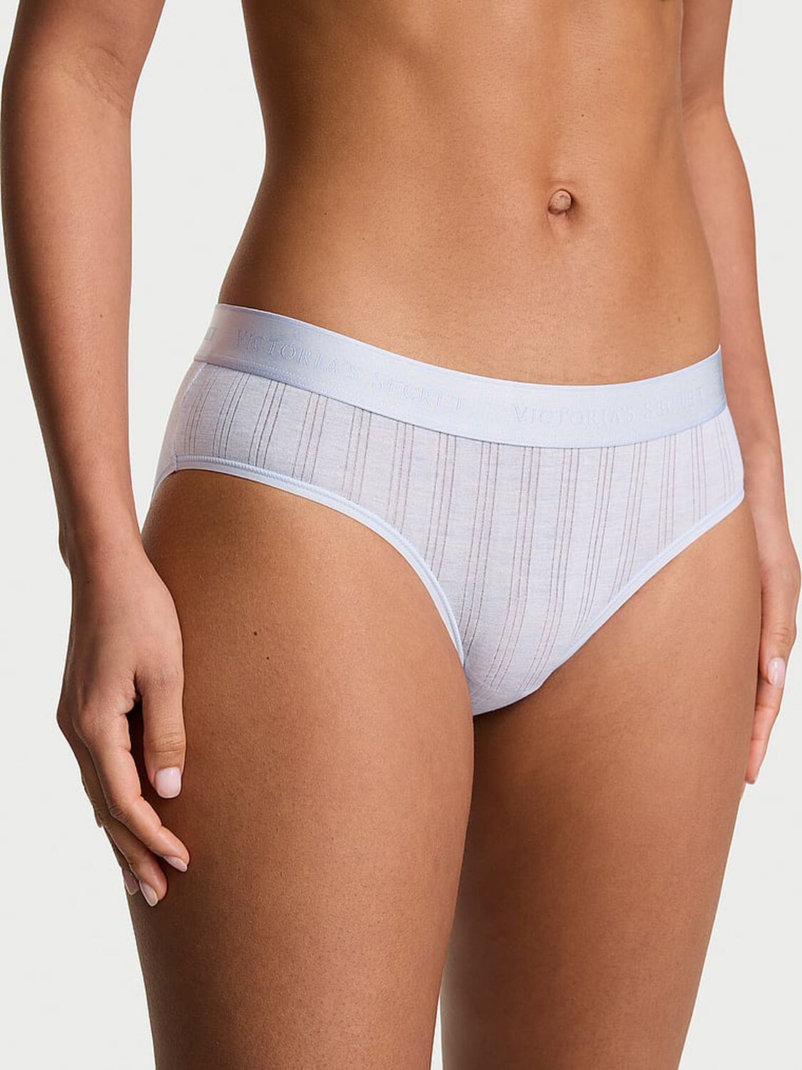 vs Cotton Ultra-Fine Modal Logo Hiphugger Panty Heather Air Blue 1 of 3 