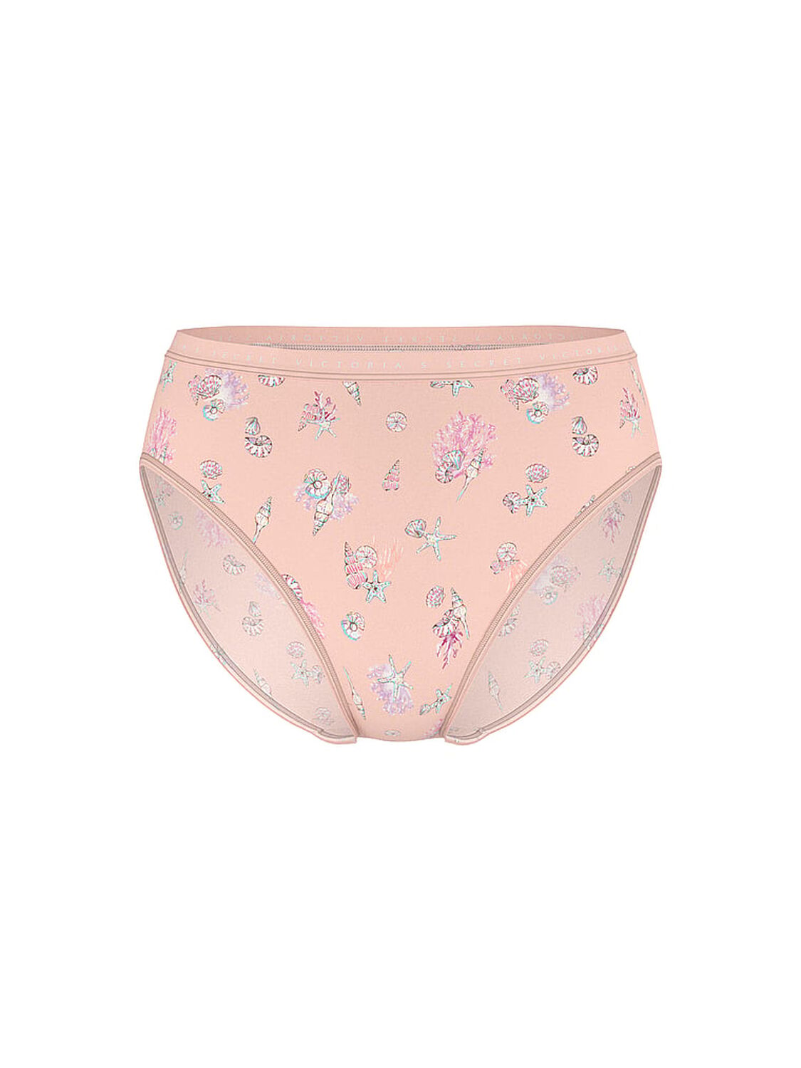 vs Victoria's Secret Stretch Cotton High-Leg Brief Panty Peach Seashells 3 of 3 