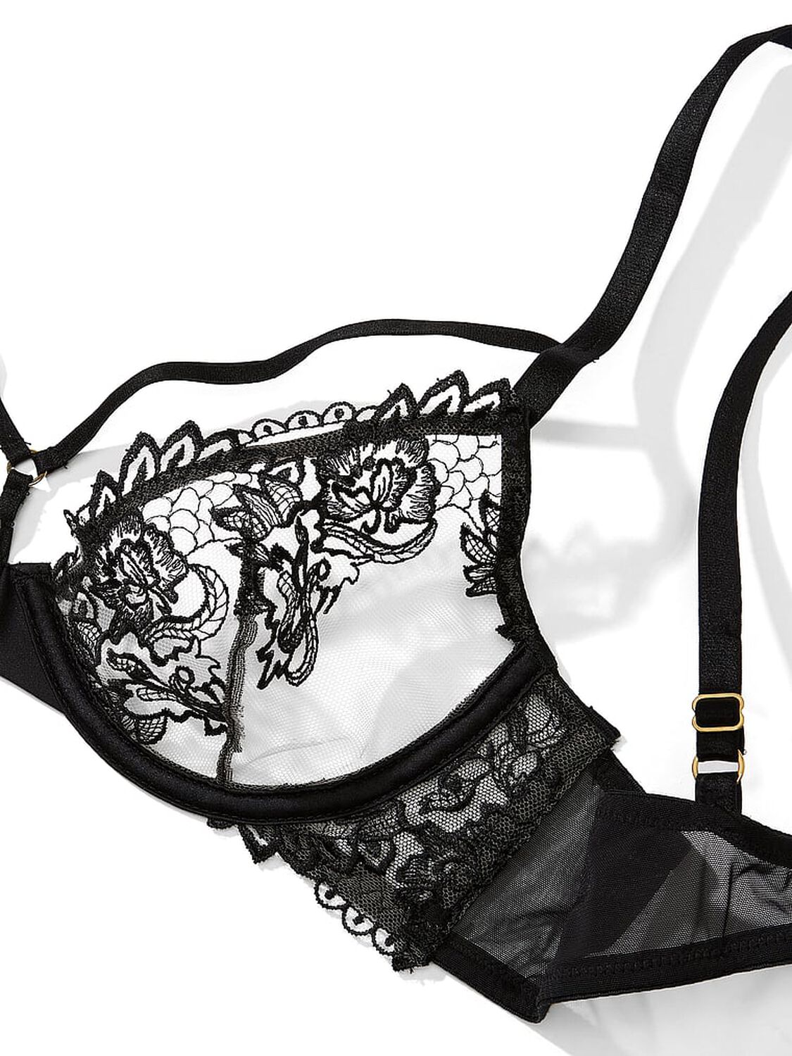vs Very Sexy Embroidered Mesh Strappy Low-Cut Demi Bra 4 of 4 