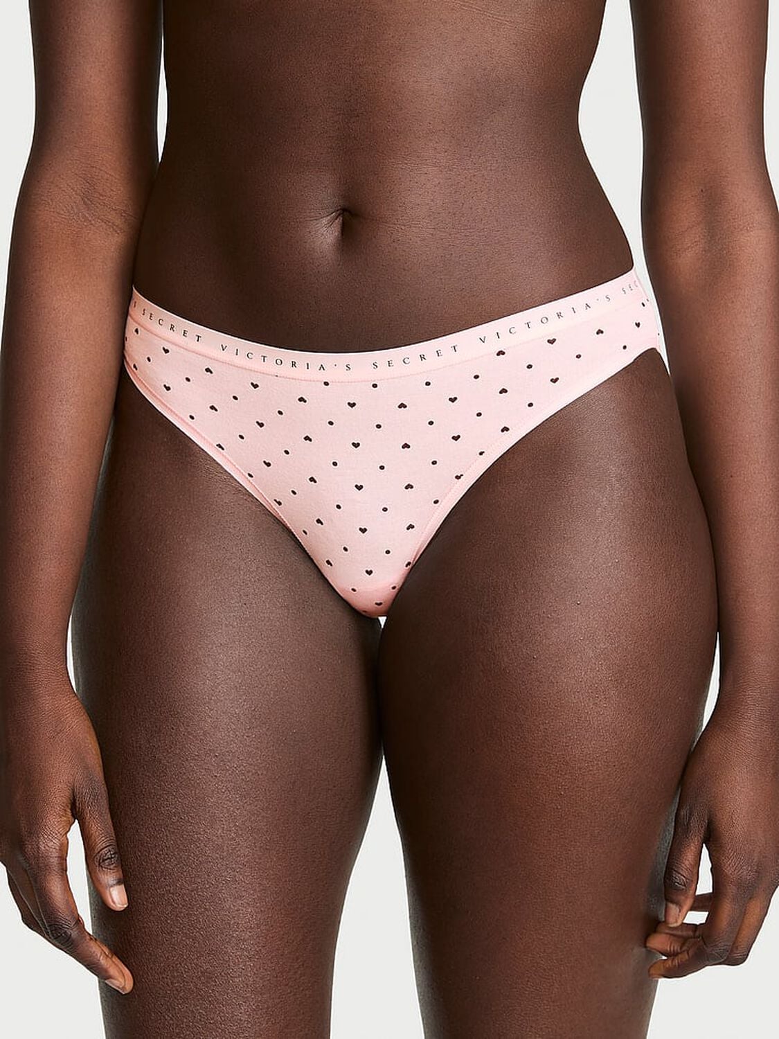 vs Victoria's Secret Stretch Cotton Bikini Panty Angel Pink Heart Dots 1 of 2 