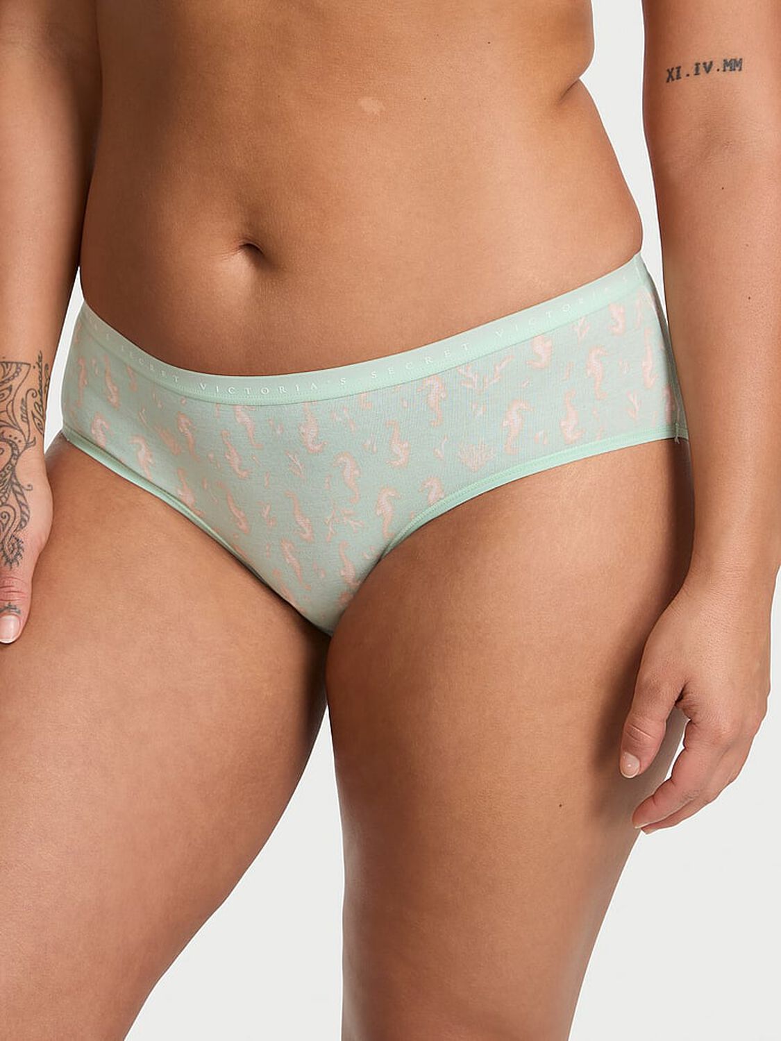 vs Victoria's Secret Stretch Cotton Hiphugger Panty Pretty Mint Seahorses 1 of 3 