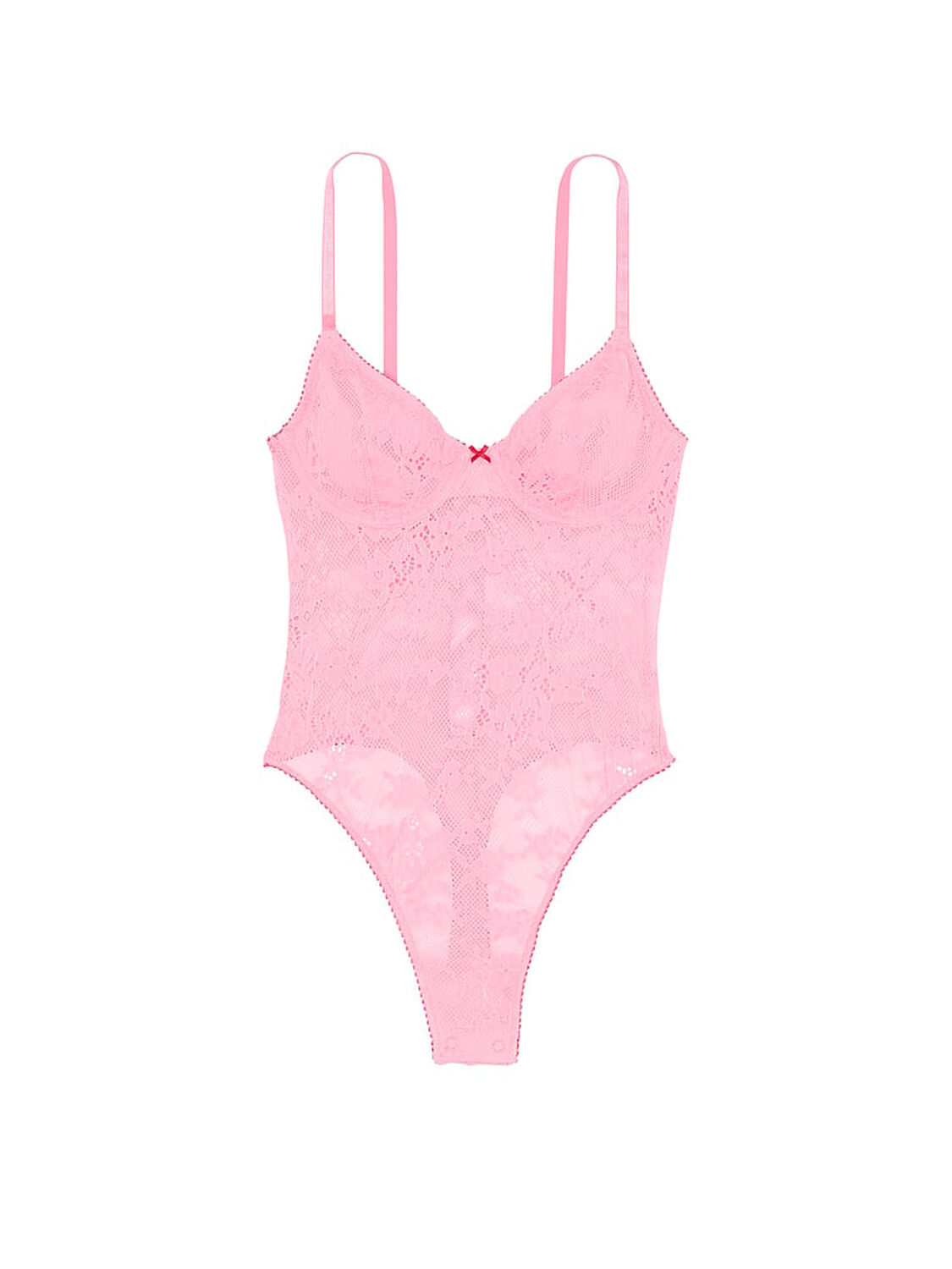 vs Victoria's Secret Tease Lace Unlined Demi Bodysuit Pink Hope 3 of 3 