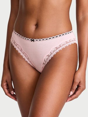 Cotton Bow Lace-Trim Bikini Panty