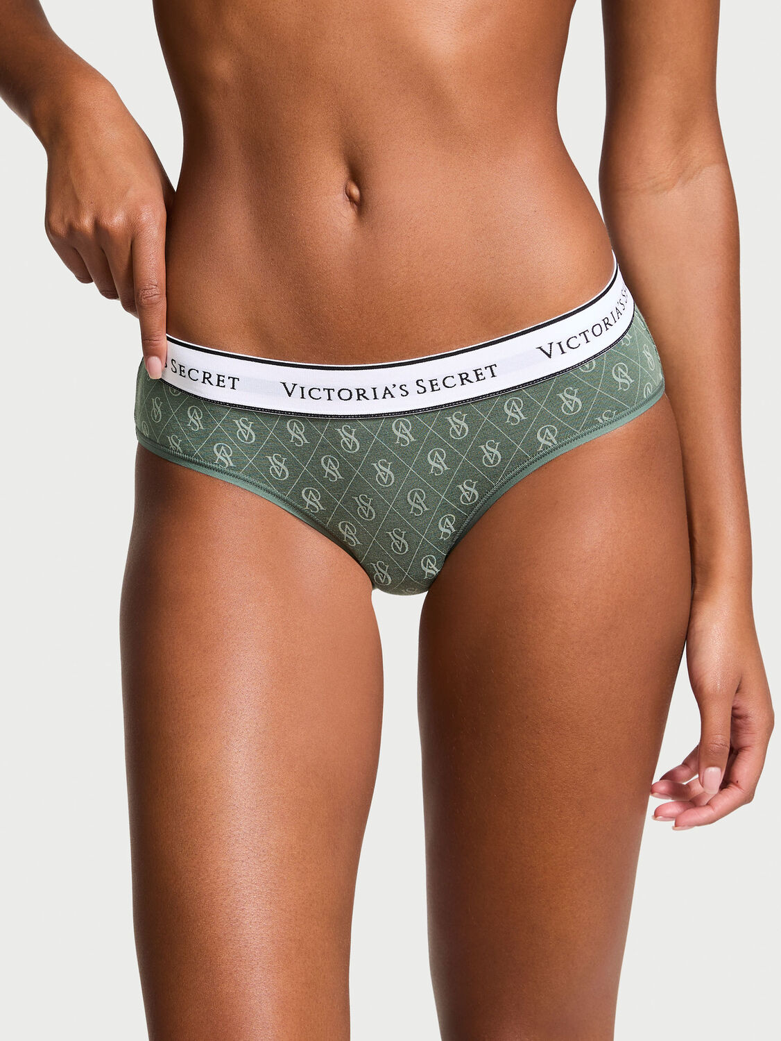 vs Cotton Logo Cotton Hiphugger Panty Green 1 of 3 
