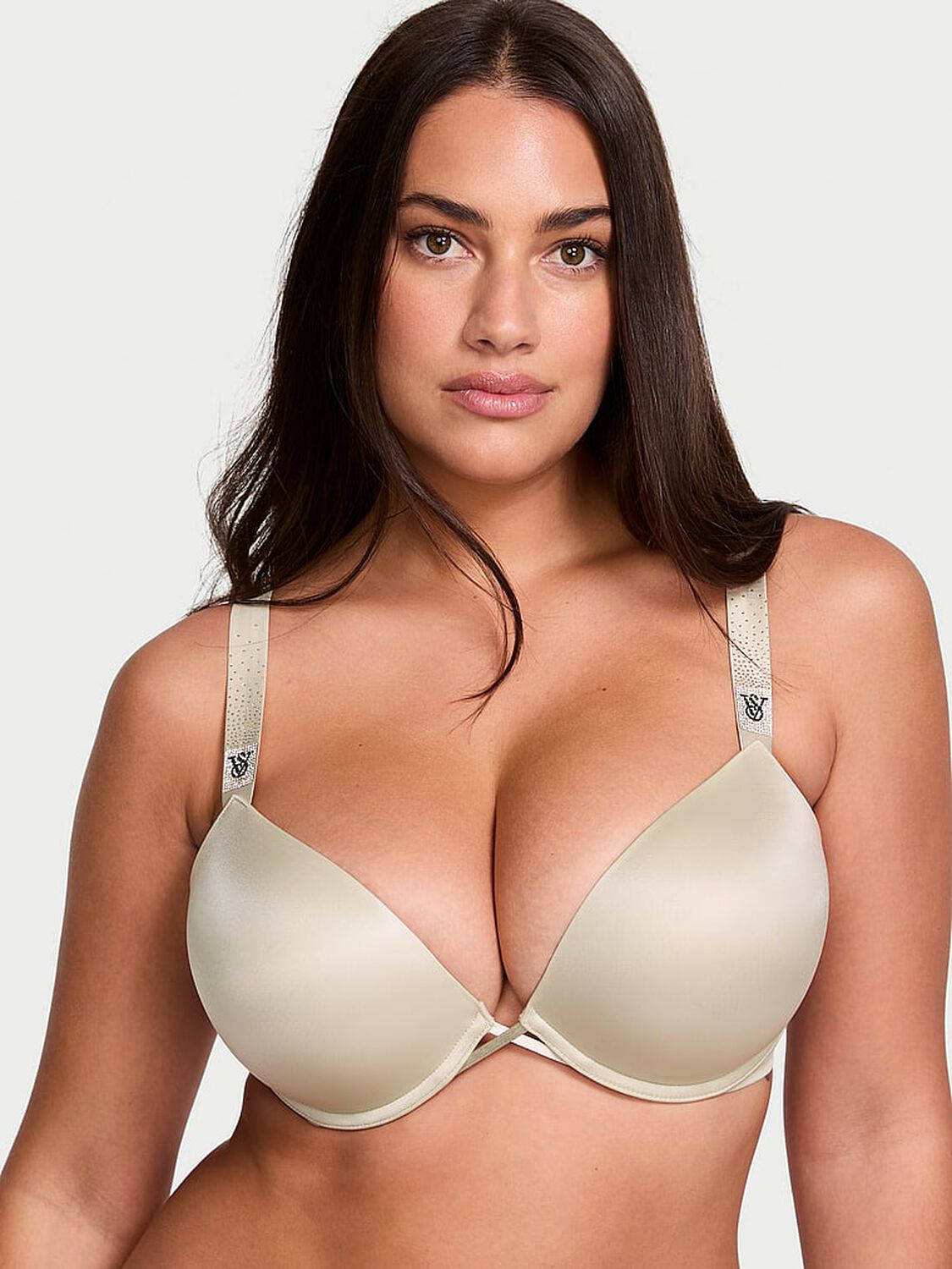 vs Very Sexy Bombshell Add-2-Cups Scattered Shine Strap Push-Up Bra Classic Sandstone 1 of 5 