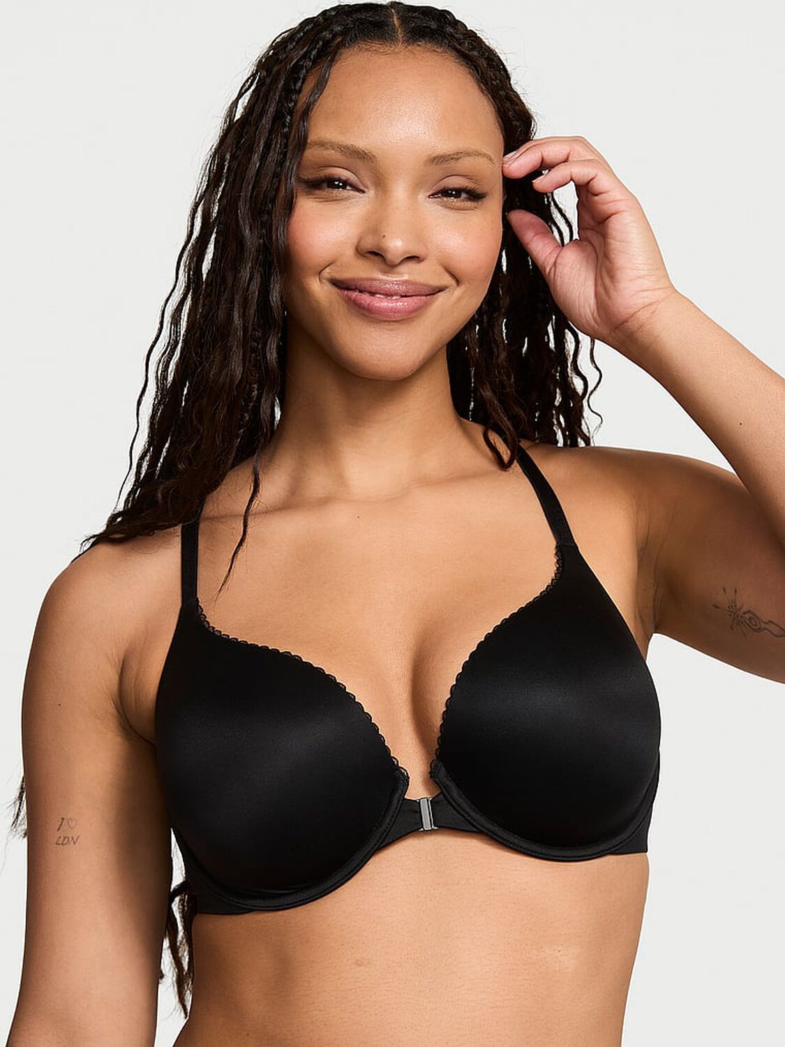 vs Body By Victoria Perfect Shape Lace Racerback Push-Up Bra Black 1 of 3 