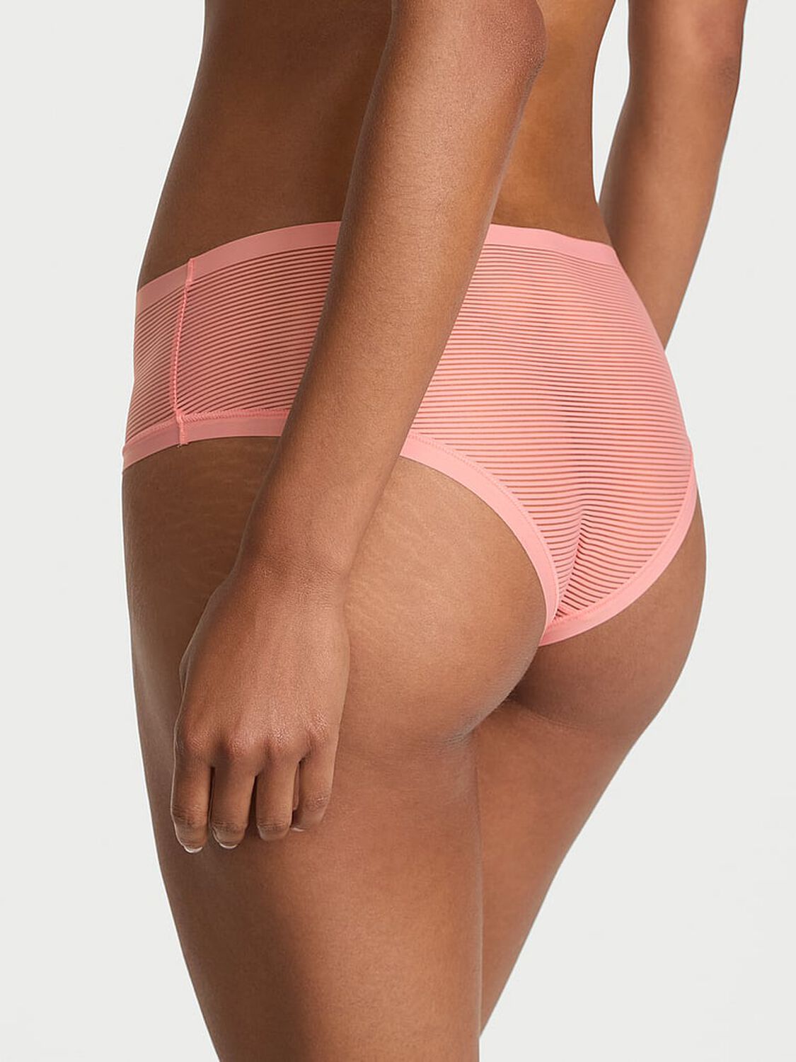 vs No-Show No-Show Stripe Mesh Cheeky Panty Just Peachy 2 of 3 