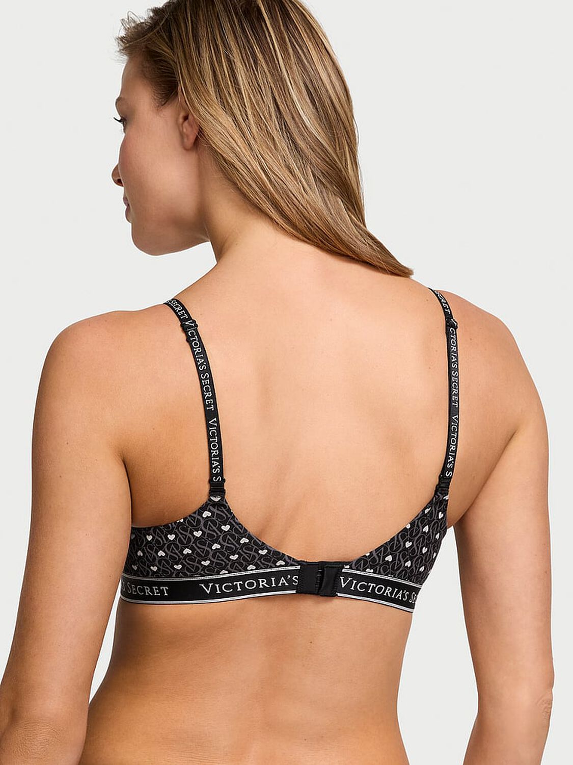 vs The T-Shirt Push-Up Perfect Shape Cotton Bra Black Logo Hearts 2 of 4 