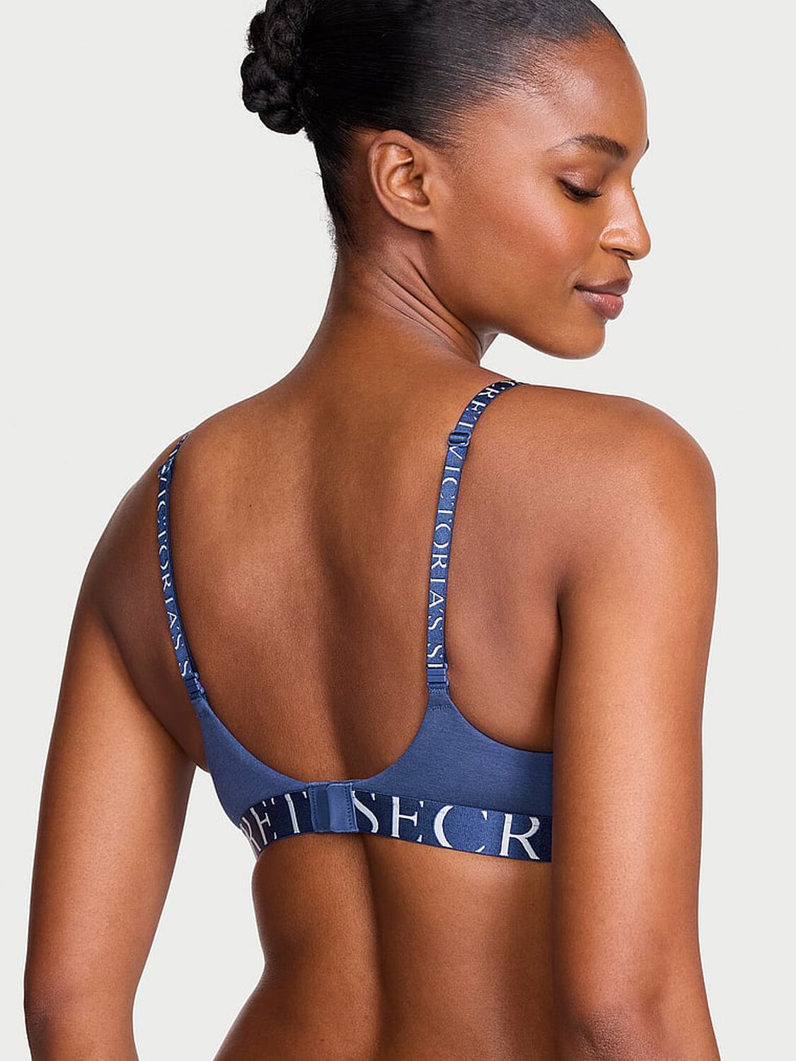 vs The T-Shirt Perfect Shape Cotton Exploded Logo Push-Up Bra Ink Blue 2 of 2 