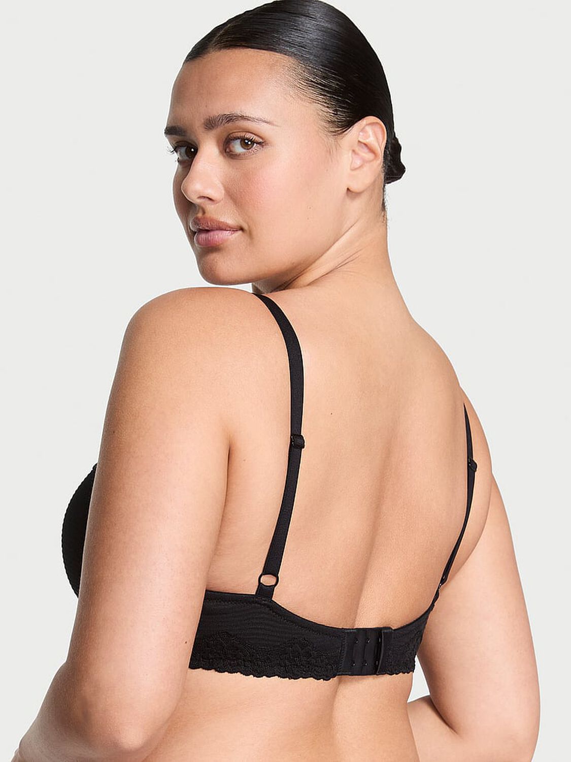 vs The T-Shirt Cotton Shadow Stripe Lightly Lined Wireless Bra Black 2 of 4 