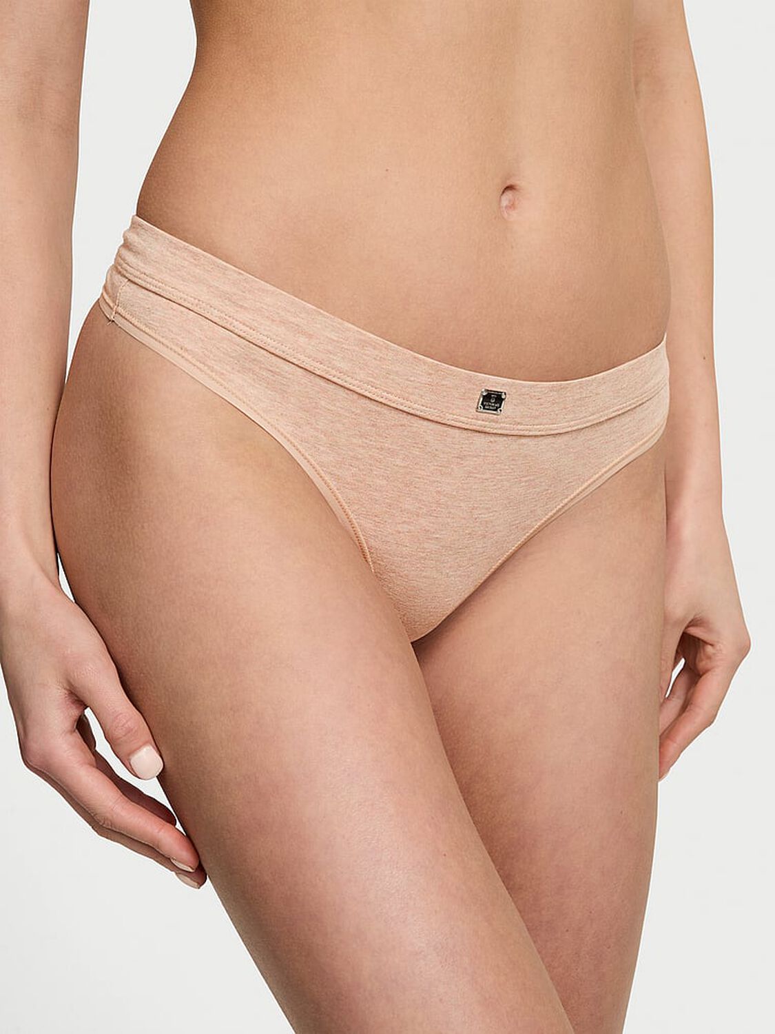 vs Cotton Logo Cotton Thong Panty Heather Nude 4 of 4 