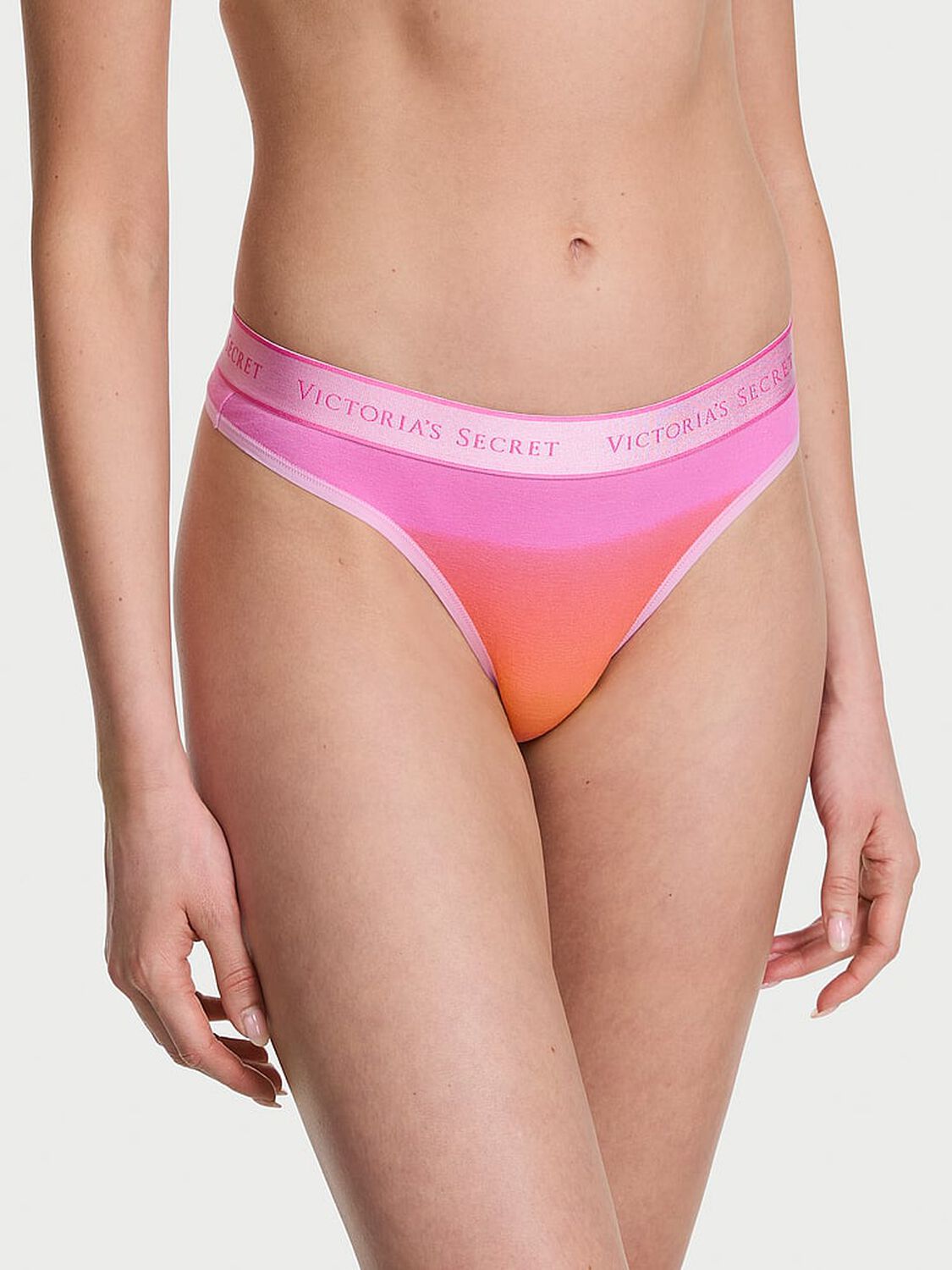 vs Cotton Logo Cotton Thong Panty Pink Ombre 1 of 2 