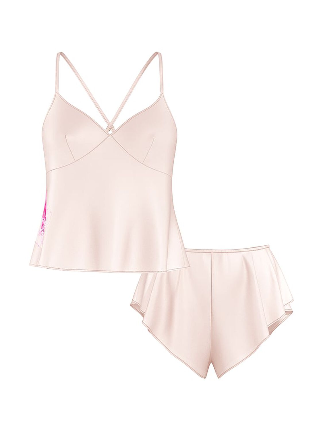 vs Victoria's Secret Peony Satin Open-Back Cami & Flutter Short Set Faint Pink 3 of 3 