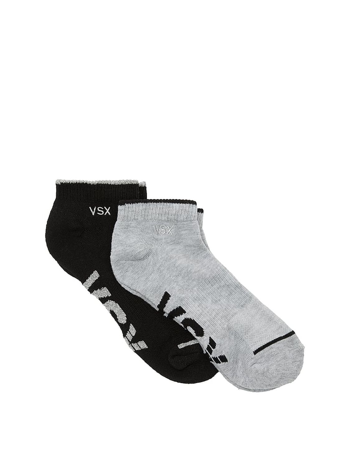 vs Victoria's Secret VSX 2-Pack Ankle Socks Black & Heather Grey 1 of 2 